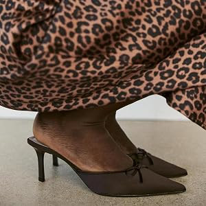 UFEDO Kitten Heel Bow Mules for Women Slip On Mules Backless Low Heel Pumps | Amazon (US)