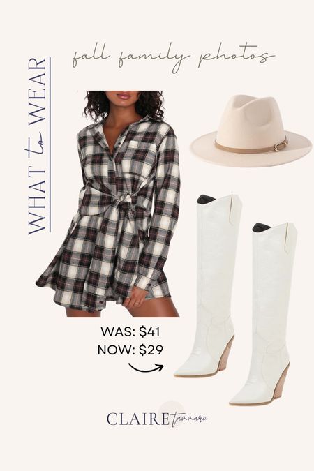 What to wear: fall family photos✨ Boots are on sale for under $30 today! fall dress, fall dresses, fall outfit, fall outfits, plaid dress, fall boots, white boots, lulus, Walmart fashion, amazon fashion, midsize fashion, midsize approved, midsize mom

#LTKSeasonal #LTKmidsize #LTKstyletip