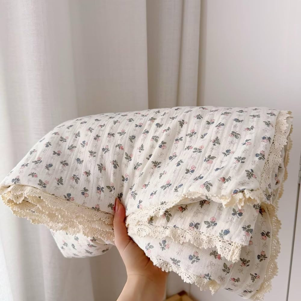 BuLuTu Soft Cotton Soft Kids Comforter for Twin Bed Toddler Bed, Chic Pink Bellflower Print 100% ... | Amazon (US)