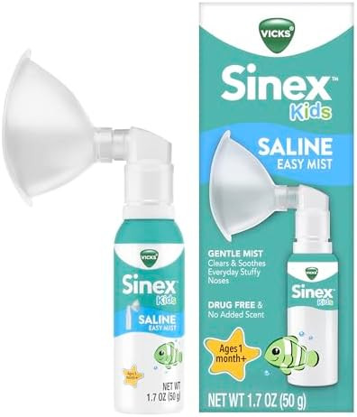 Vicks Sinex Kids Saline Easy Mist, Drug Free Saline, Ages 1 Month+, Gently Clears and Soothes Eve... | Amazon (US)