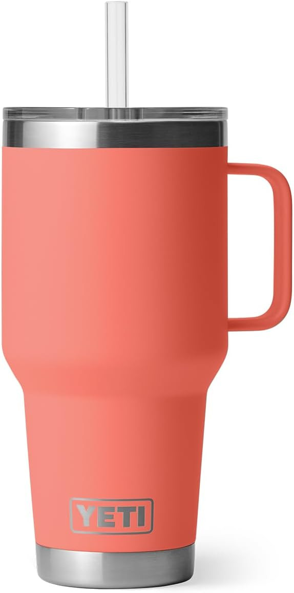 YETI Rambler 35 oz Straw Mug, Vacuum Insulated, Stainless Steel, Coral       Send to LogieInstant... | Amazon (US)
