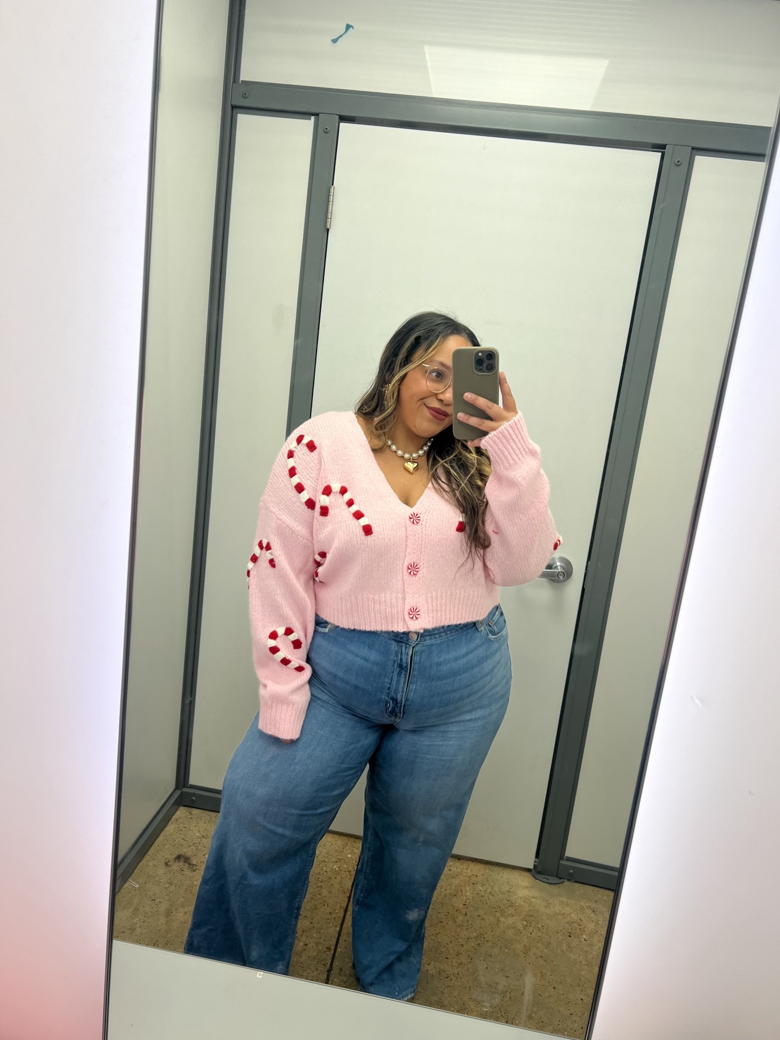 Cutie holiday look 
Walmart cardigan XXL
AE Jeans 16 regular 

#LTKHoliday #LTKPlusSize #LTKSaleAlert