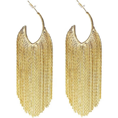 Boho Linear Tassel Drop Dangling Earrings for Women,Long Formal Country Bohemian Fringe Chain Chandelier Prom Statement Trendy Earrings for Party Prom | Target