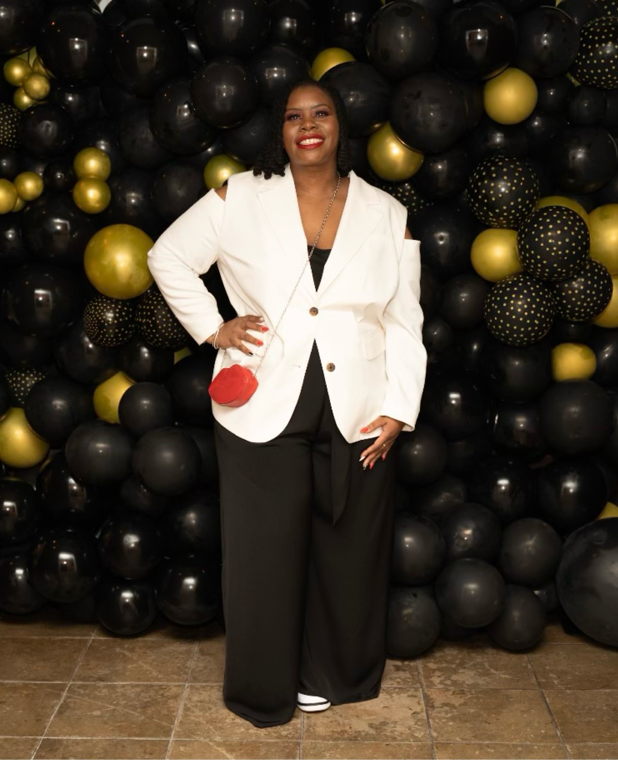 Target-Women's Plus Size Open Shoulder Oversized Blazer - Future Collective with Kahlana Barfield Brown -Cream paired with City Chic Isabella Jumpsuit - Black

#LTKbeauty #LTKcurves #LTKstyletip