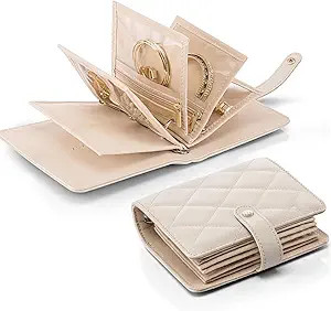 VLANDO Mini Travel Jewelry Organizer Case,Portable Jewelry Organizers Storage Book with Clear Zip... | Amazon (US)