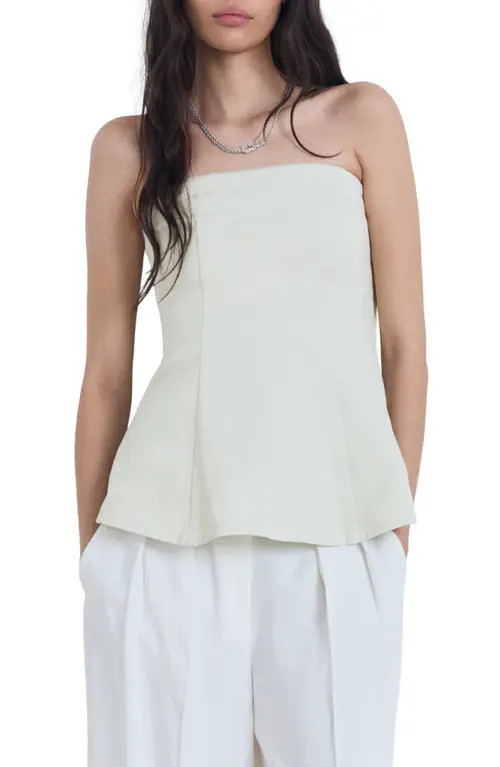 MANGO Strapless Flared Top in Pastel Green at Nordstrom, Size X-Small | Nordstrom
