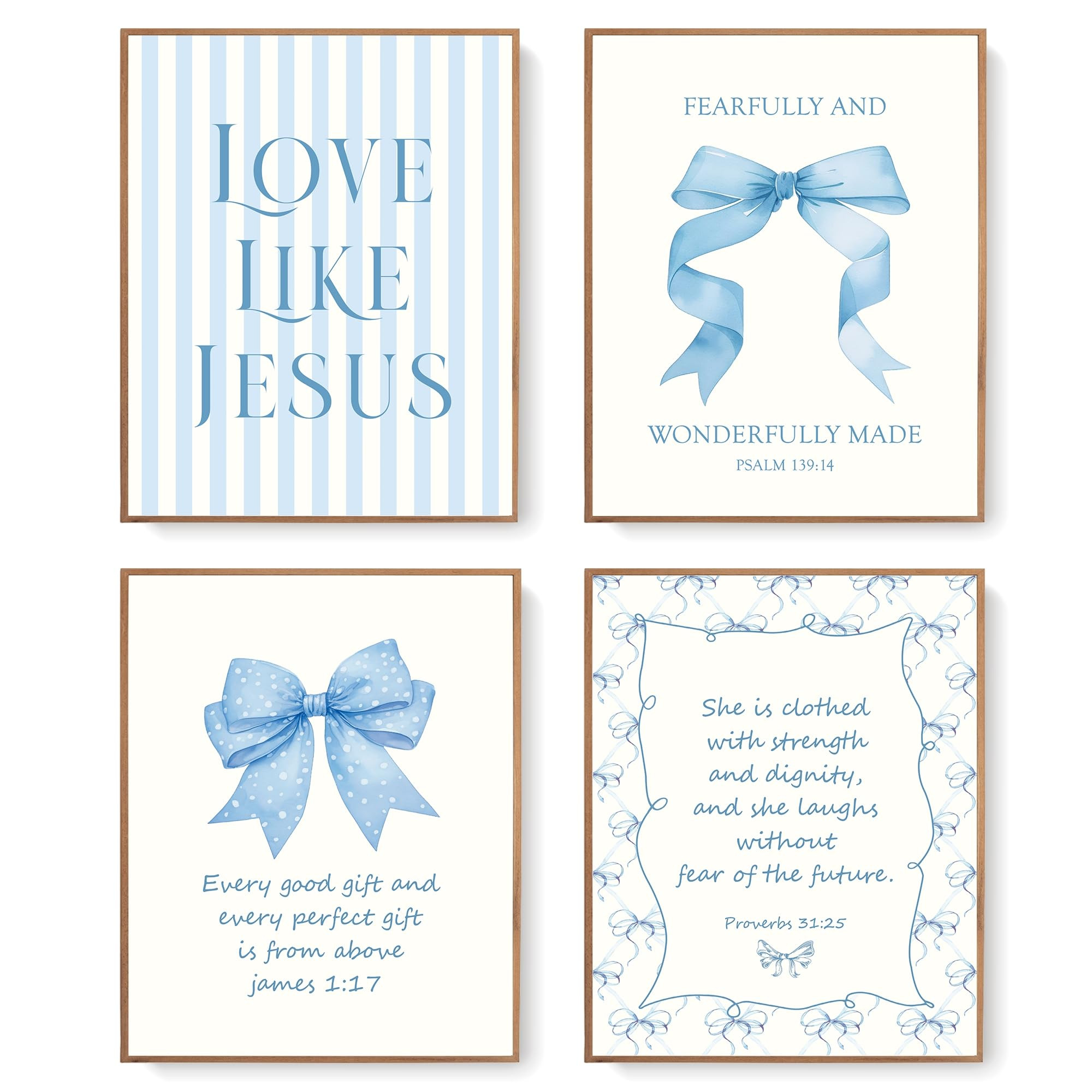 LARTSFRO Coquette Blue Bow Jesus Wall Art Decor Posters, Light Blue Bow Christian Room Bathroom B... | Amazon (US)