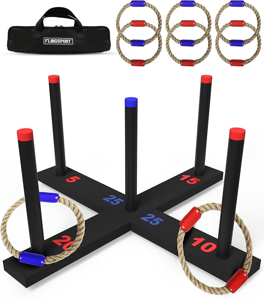 Ring Toss Game, Incl. 6 Double Beaded Rings & Carry Case Outdoor Lawn Games for Kids, Adults & Fa... | Amazon (US)