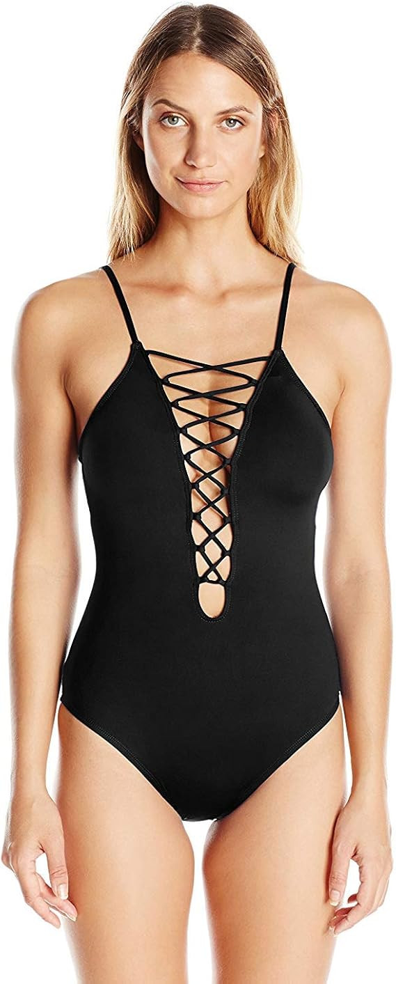 La Blanca Women's Island Goddess High Neck Lace Front One Piece Swimsuit | Amazon (US)