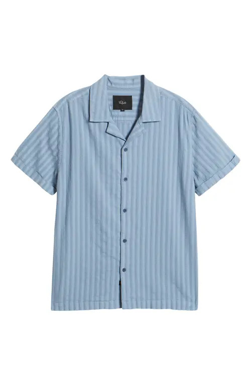 Rails Sinclair Textured Stripe Cotton Camp Shirt in Faded Blue at Nordstrom, Size X-Large | Nordstrom