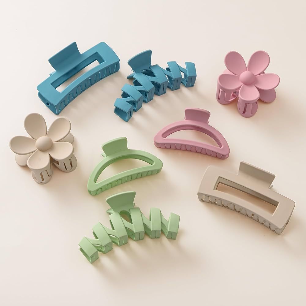 8PCS Hair Clips for Women, Flower Claw Clips for Thick Hair, Non-Slip Hair Accessories with Multi... | Amazon (US)