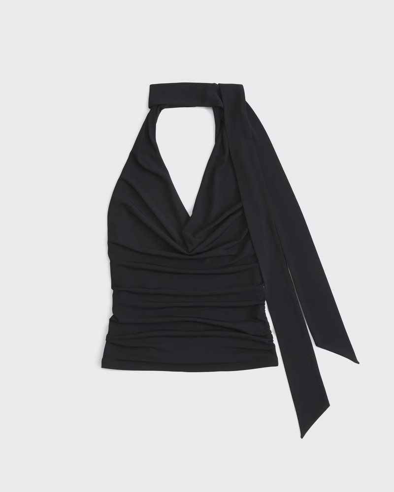 Abercrombie & Fitch Women's Halter Cowl Neck Scarf Top in Black - Size S | Abercrombie & Fitch (US)