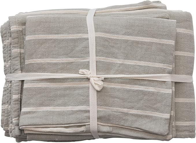 Creative Co-Op Cotton Double Cloth Bed, 2 King Shams, Set of 3 Duvet Cover, Gray | Amazon (US)