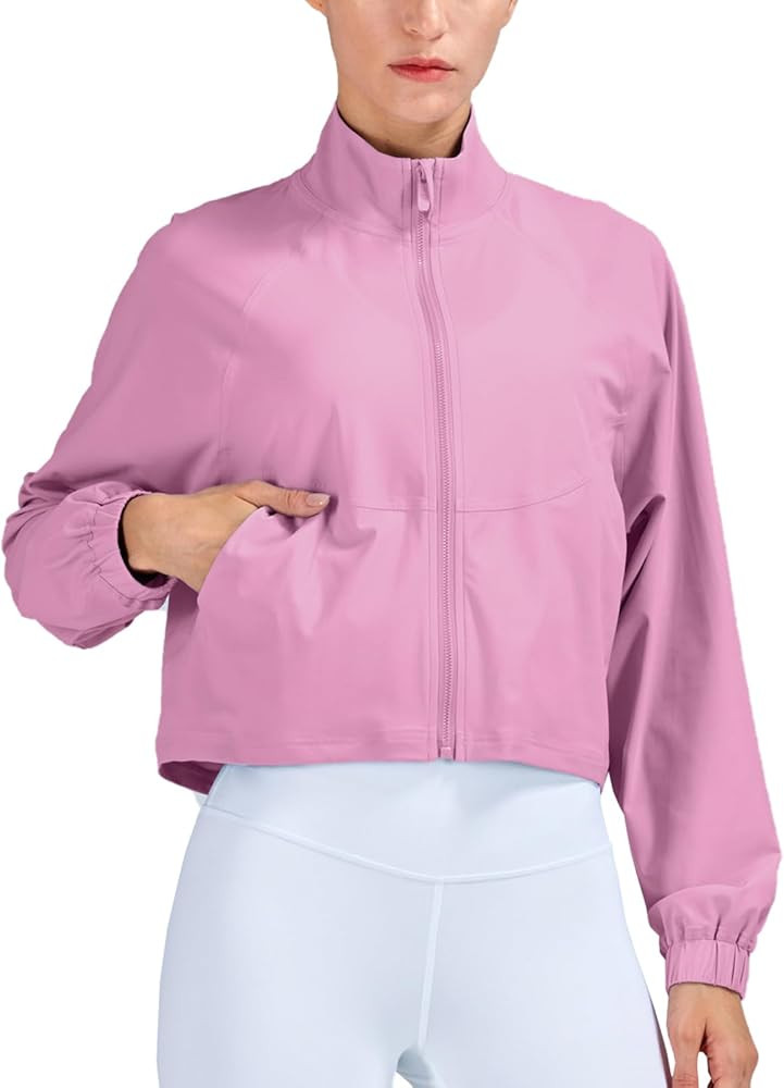altiland Women's Athletic Running Yoga Gym Track Zip Up Cropped Jackets UPF 50+ Sun Protection Lo... | Amazon (US)