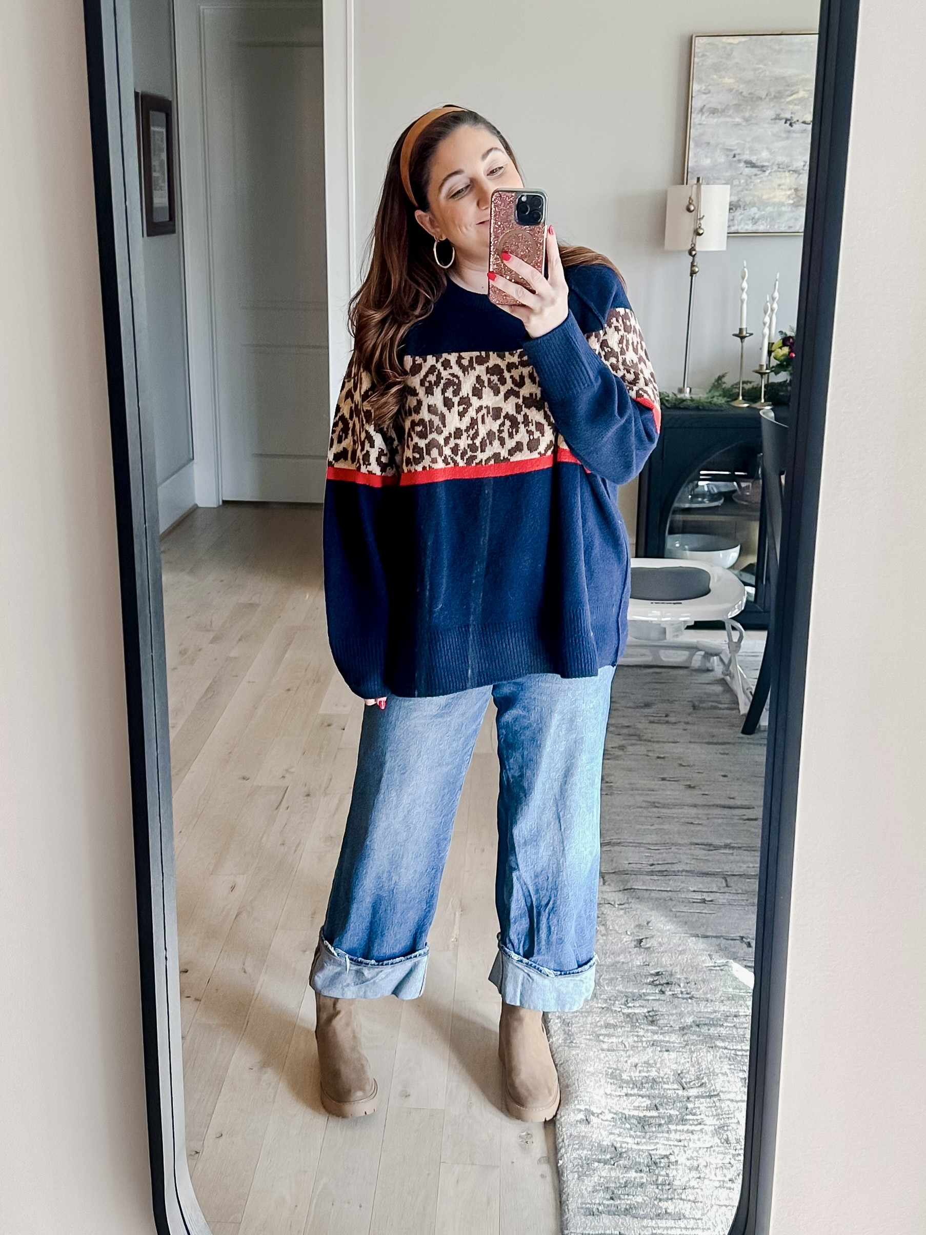 Mini roadtrip outfit to do a little gift exchange with our bestie and god babies! This sweater just came in and it is as good as it looks! 
Sweater L / Jeans 14 / Boots tts

#LTKSeasonal #LTKFindsUnder50 #LTKMidsize