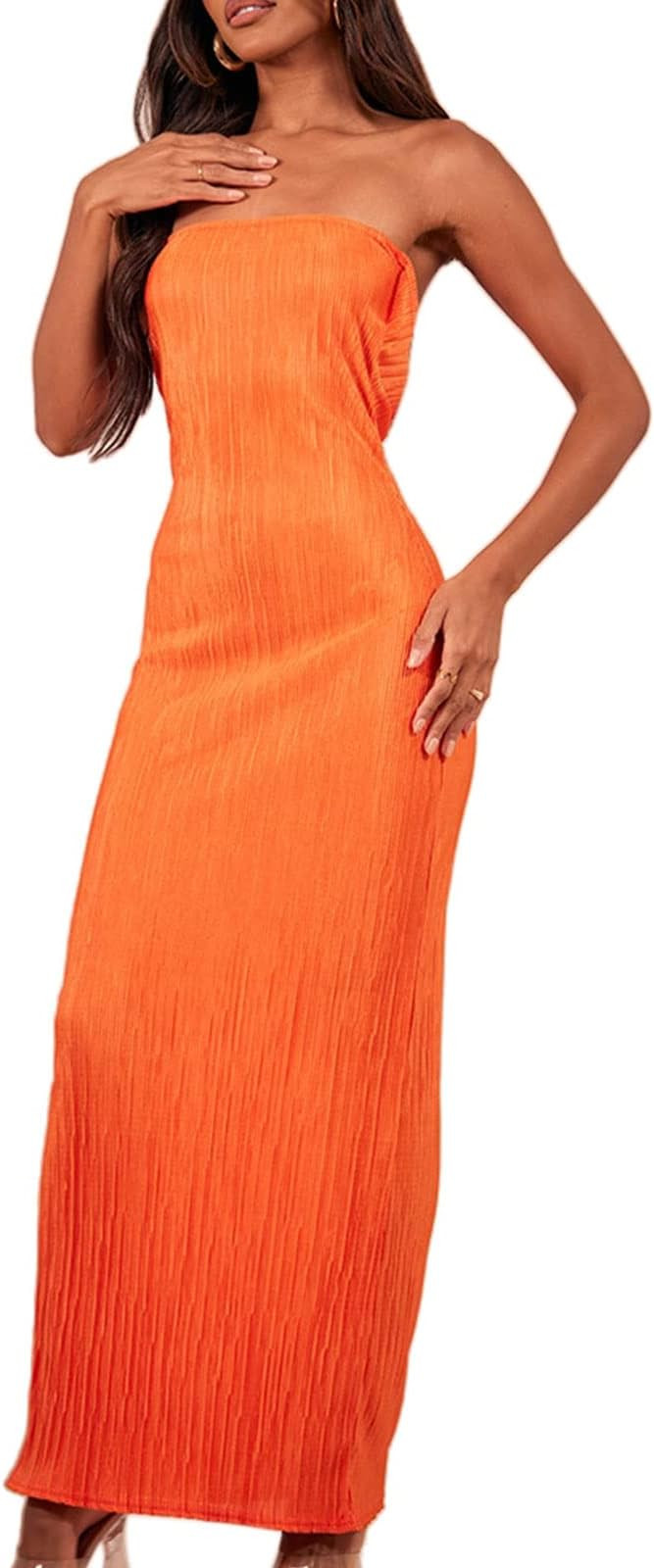 Women’s Sexy Tube Top Dress Floral Print Sleeveless Backless Tube Top Dress Beach Bodycon Bande... | Amazon (US)