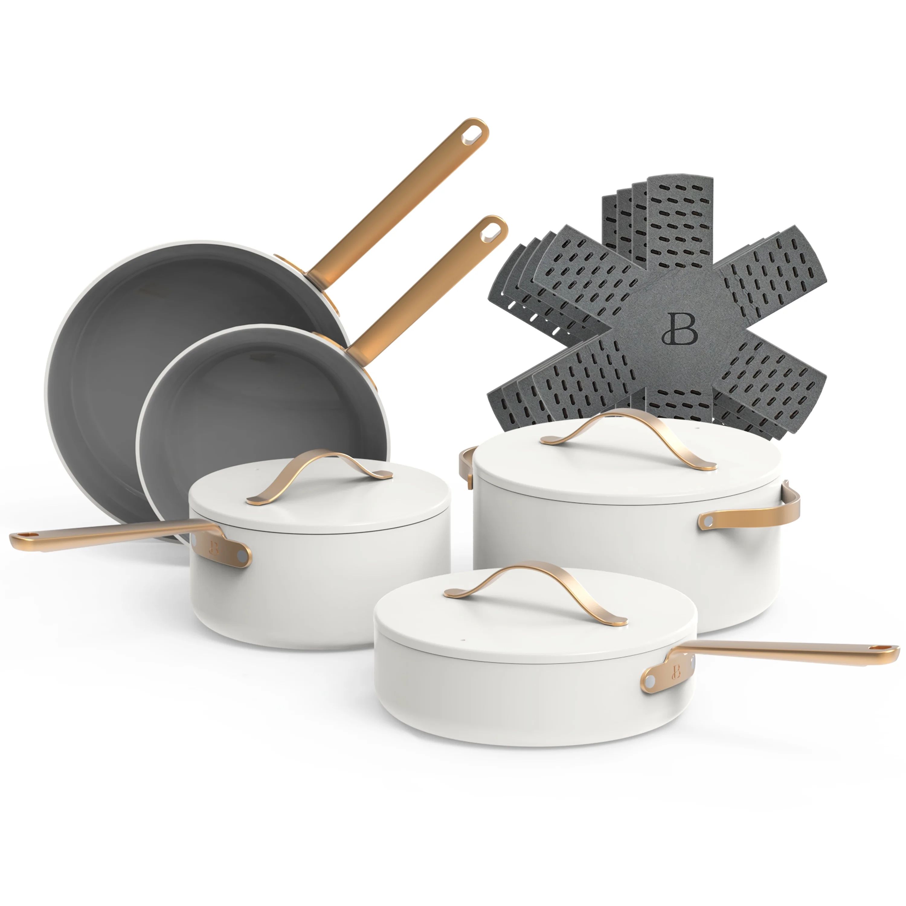 Beautiful 12pc Ceramic Non-Stick Cookware Set, White Icing by Drew Barrymore | Walmart (US)