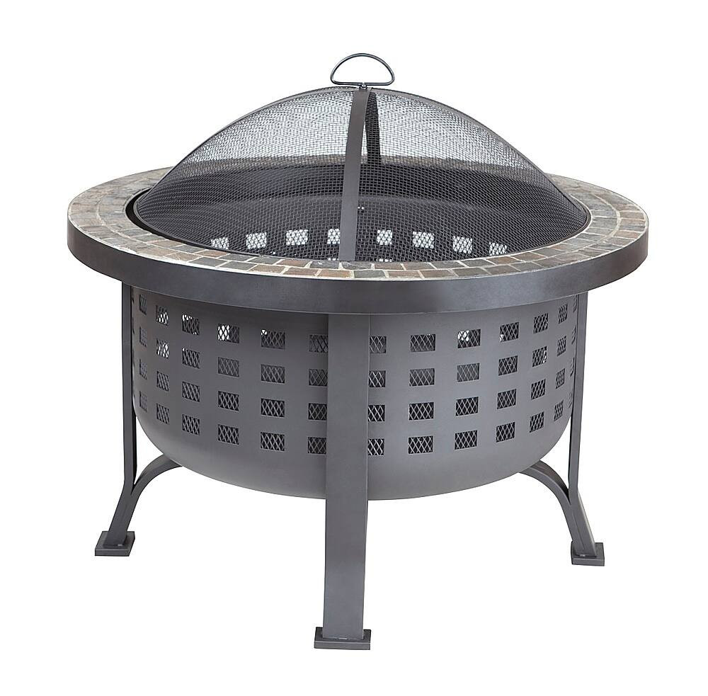 Fire Sense Alpina Round Slate Top Fire Pit Black 62240 - Best Buy | Best Buy U.S.