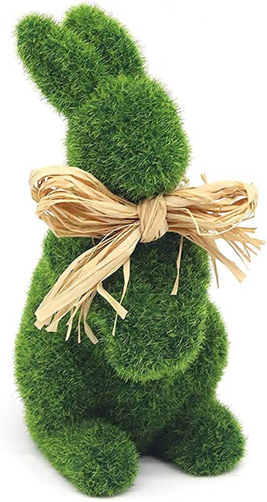 ANGELLOONG Easter Bunny Decoration Flocking Rabbit Garden Statue, Faux Moss Resin Animal Figurine... | Amazon (US)