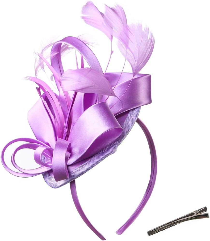 Fascinators for Women Tea Party Hat Headband Derby Wedding Church Bridal Cocktail Feathers Hair C... | Amazon (US)