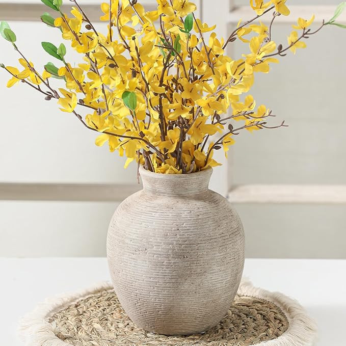 Ceramic Flower Vase Home Decor - Farmhouse Table Vases Rustic Vintage Living Room Kitchen Bedroom... | Amazon (US)