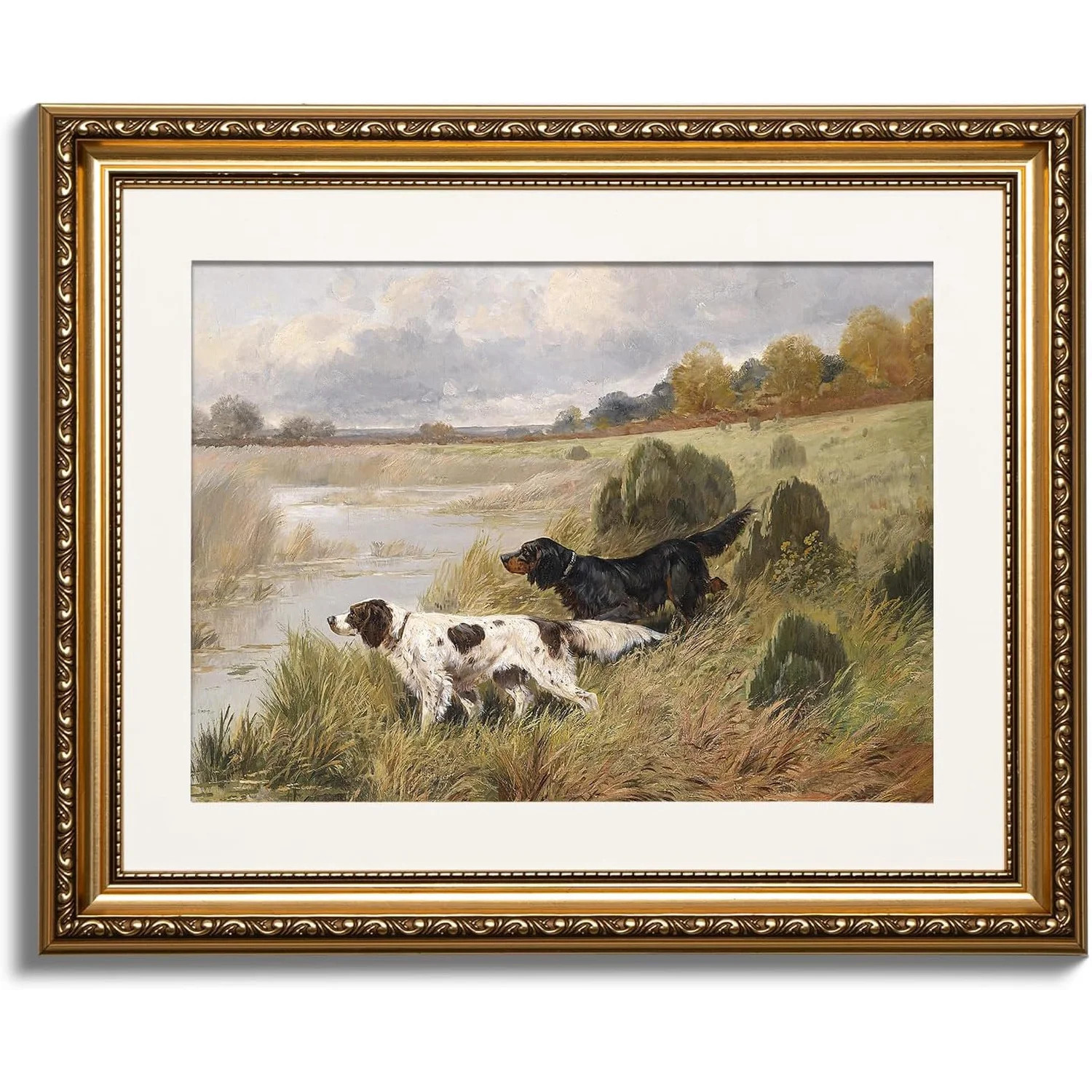 Vintage Gold Framed Wall Art, Retro River Landscape Paintings, Canvas Prints Artwork with Antique... | Walmart (US)