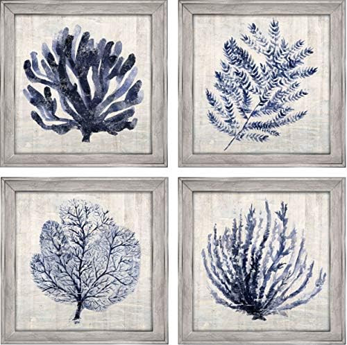 Ava Barrett Blue Coral Framed Wall Art, Set of 4 | Amazon (US)