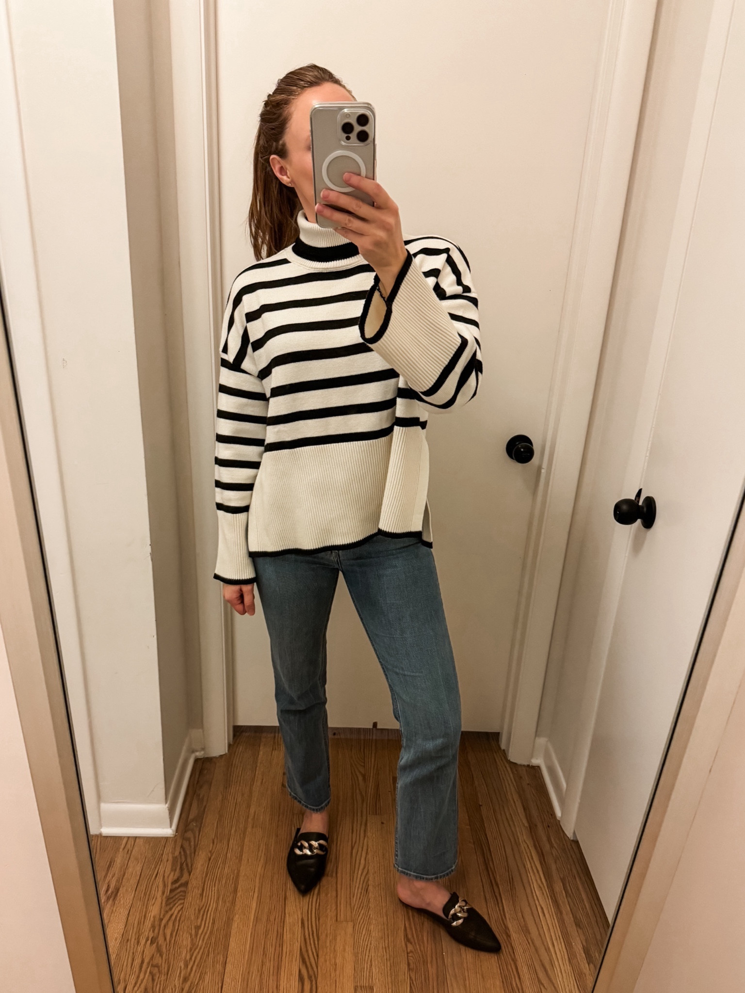 Amazon winter outfit // striped sweater // Toteme striped sweater dupe // black and white sweater // winter to spring outfit 

#LTKSeasonal