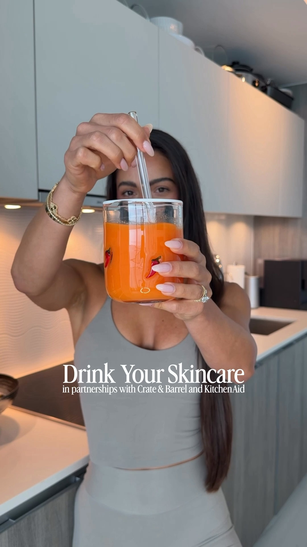 AD / Partnered with @crateandbarrel & @KitchenAidUSA 
Lately I've been trying to add more fresh fruits and vegetables into my mornings, and this carrot juice has been one of my favorite ways to do it. 🥕🍊
I've been making it with my new KitchenAid Glass Jar Blender, and I love how easily it blends everything together. Let me know if you want the recipe in the comments! 
You can shop this post on my LTK! #CratePartner #KitchenAidAmbassador