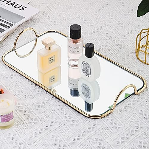 GREEHOMEDE Decorative Tray with Handle, Gold Mirror Tray, Vanity Tray Jewelry Perfume Organizer Make | Amazon (US)