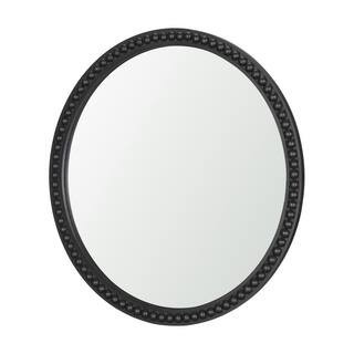 Roan 1.5 in. W x 30 in. H Black Wood Beaded Decorative Wall Mirror | The Home Depot