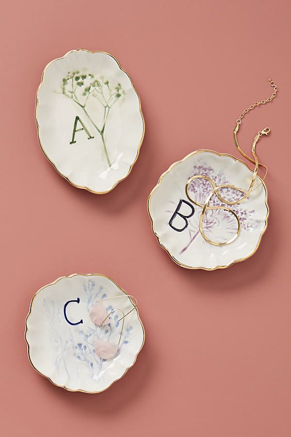 Botanical Monogram Trinket Dish By Anthropologie in Alphabet Size Z | Anthropologie (US)