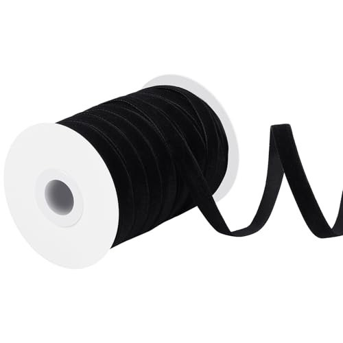 30 Yards Black Velvet Ribbon 3/8 Inch Velvet Fabric Vintage Thin Ribbon for Choker Hair Bows Gift Wrapping Wedding Christmas Tree Wreath Decorations | Amazon (US)
