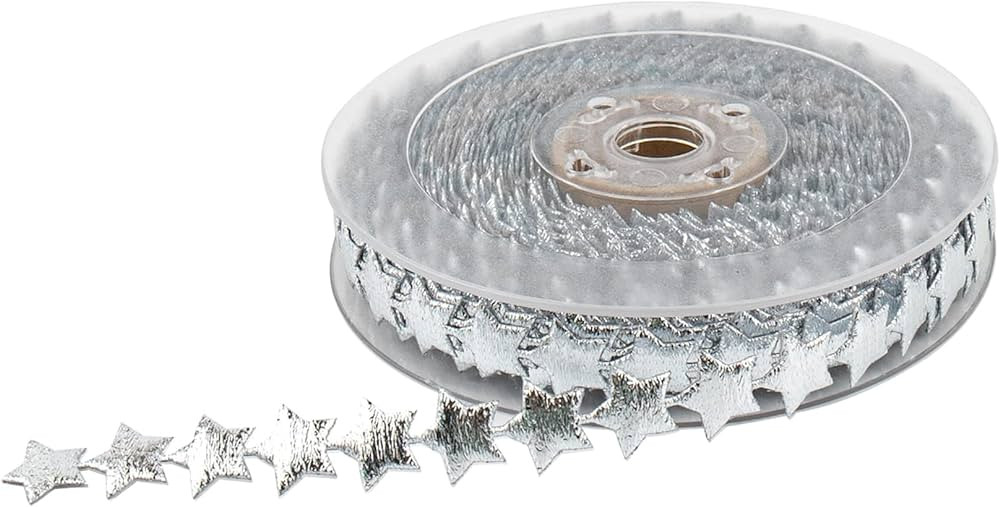 AUEAR, Silver Star Theme Ribbon Lace Trims Glitter Polyester 15mm Ribbons Embellishment for Weddi... | Amazon (US)