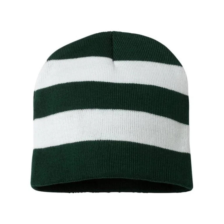Knit Collegiate Rugby Striped Winter Scarf & Beanie Hat Set - Forest / White - Walmart.com | Walmart (US)
