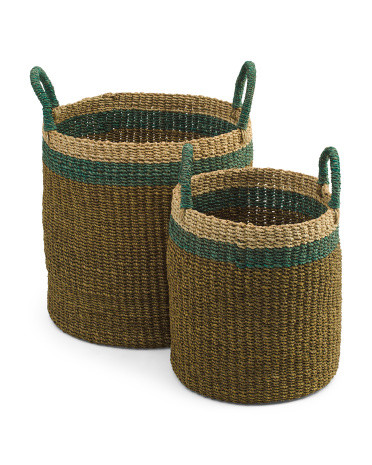 2pk Abaca Handwoven Cylinder Baskets With Handles | Office & Storage | Marshalls | Marshalls