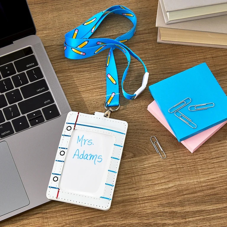 Pen+Gear Notebook Paper Teacher Badge Holder with Breakaway Lanyard, Multicolor | Walmart (US)