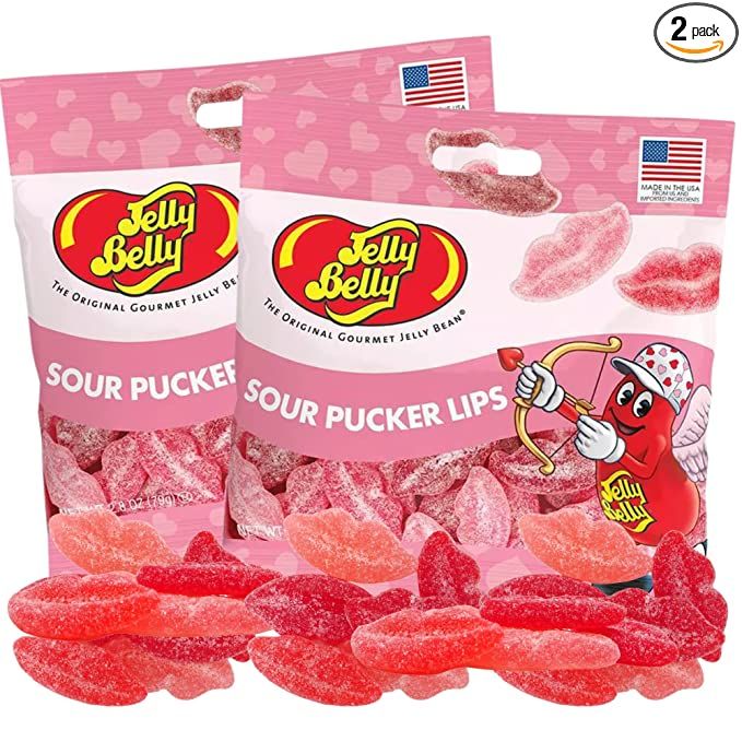 Sour Pucker Lips Valentines Day Gummies, Strawberry, Watermelon, and Cherry Flavored Pink and Red... | Amazon (US)