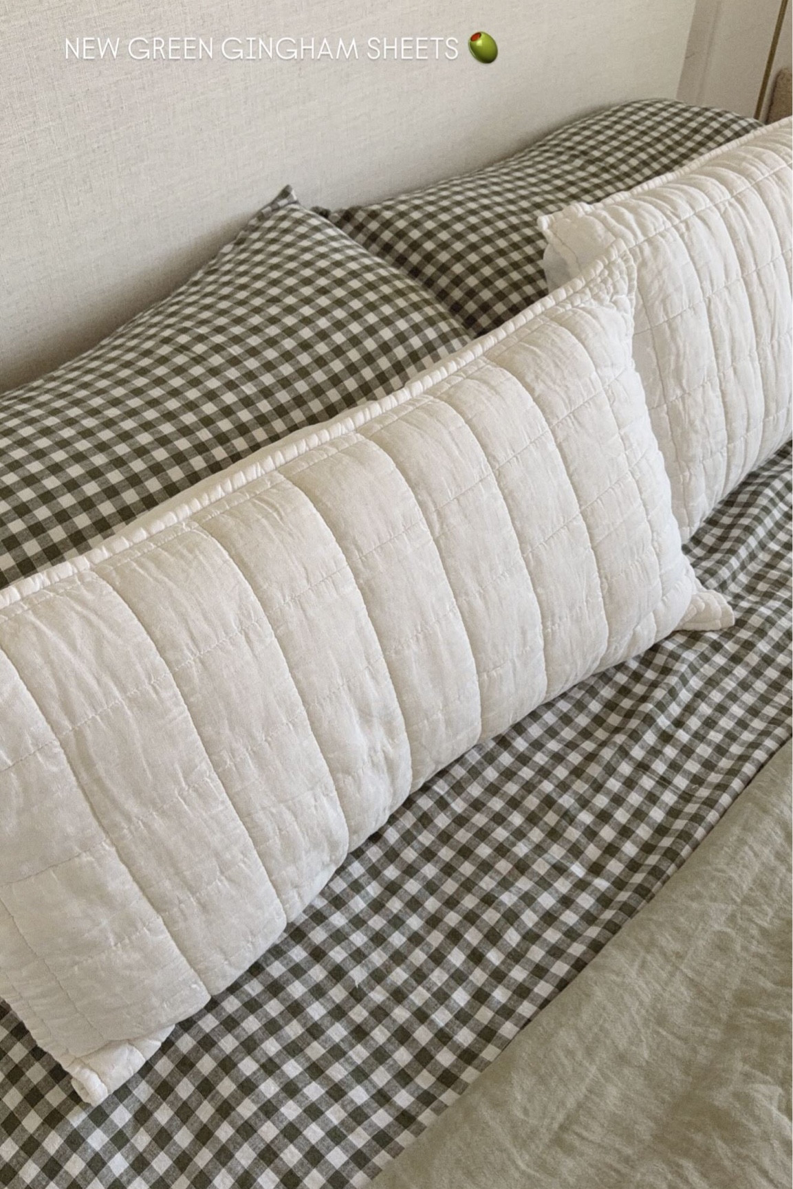 New green gingham sheet refresh! 🫒 