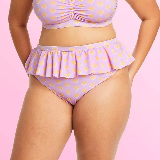 Women's Flutter Heart Print Bikini Bottom - Stoney Clover Lane x Target Lavender/Orange | Target