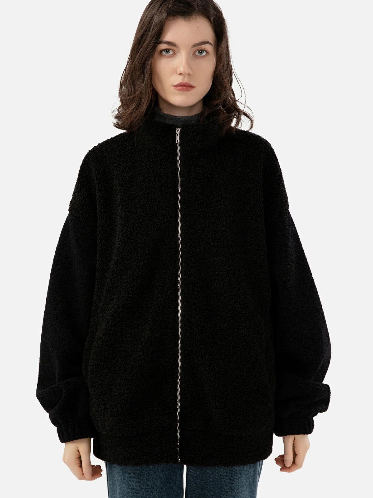 Solid Fleece Zipper Jacket | SDEER