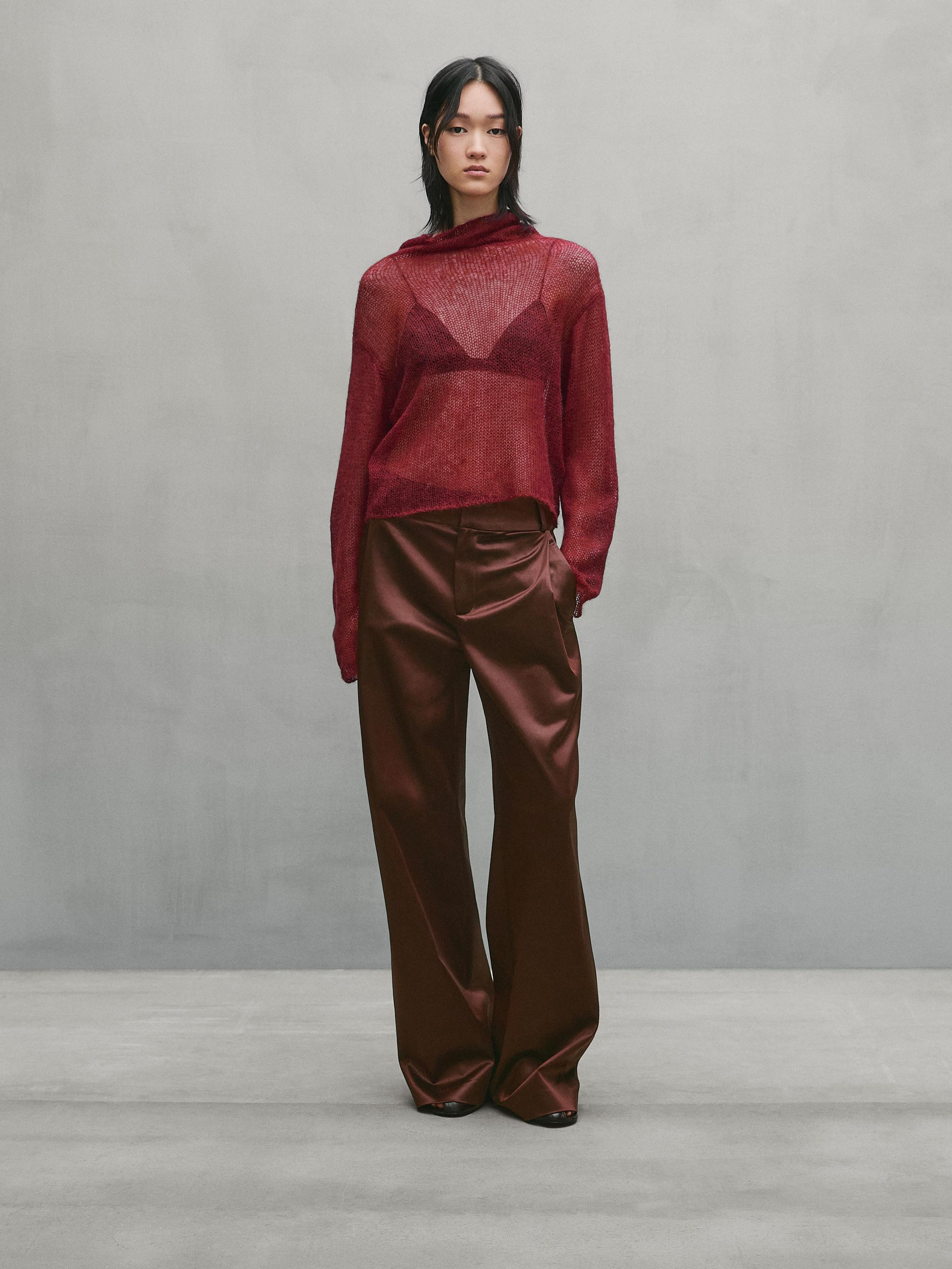 Shiny trousers with dart details - Studio | Massimo Dutti US