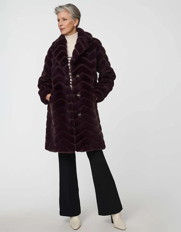 Zigzag Vegan Fur Coat | Bernardo Fashions
