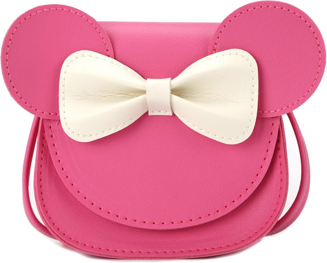 QiMing Little Mouse Ear Bow Crossbody Purse,PU Shoulder Handbag for Kids Girls Toddlers | Amazon (US)