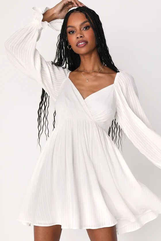 Forever Frolicking White Embroidered Long Sleeve Mini Dress | Lulus (US)