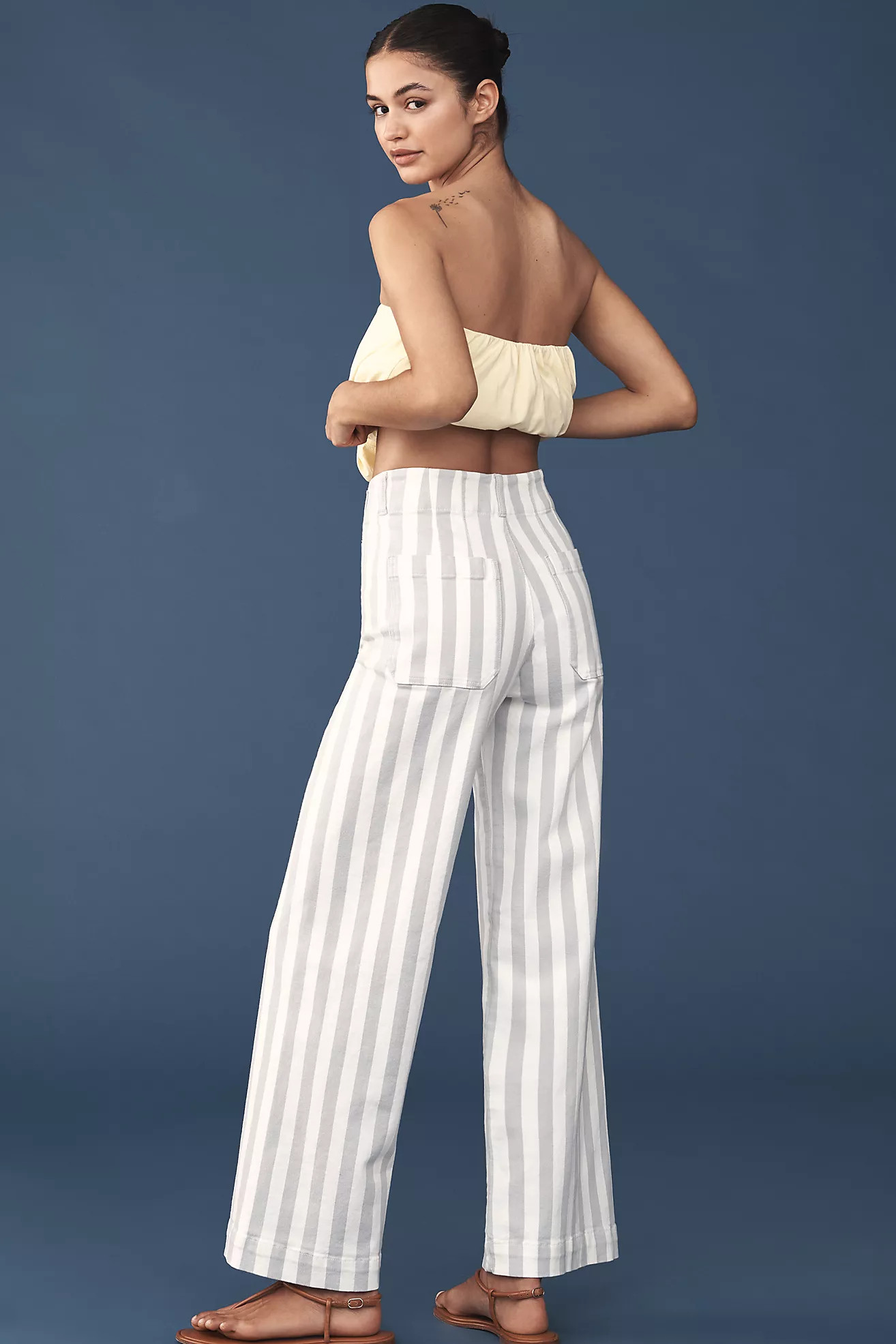 Maeve Colette Striped High-Rise Wide-Leg Full-Length Pants | Anthropologie (US)