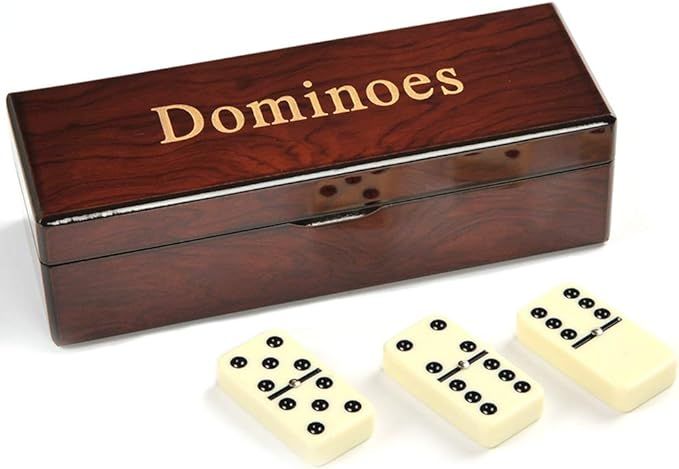 MINGXUN Double 6 Dominoes Gift Set 28 Tiles with Spinner in Wooden Box | Amazon (US)