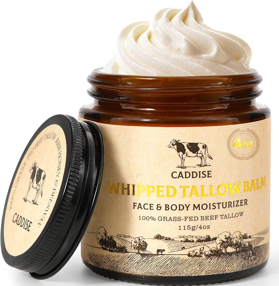 Whipped Beef Tallow for Skin – 100% Grass-Fed Handmade Cream Moisturizer for Face & Body, Natur... | Amazon (US)