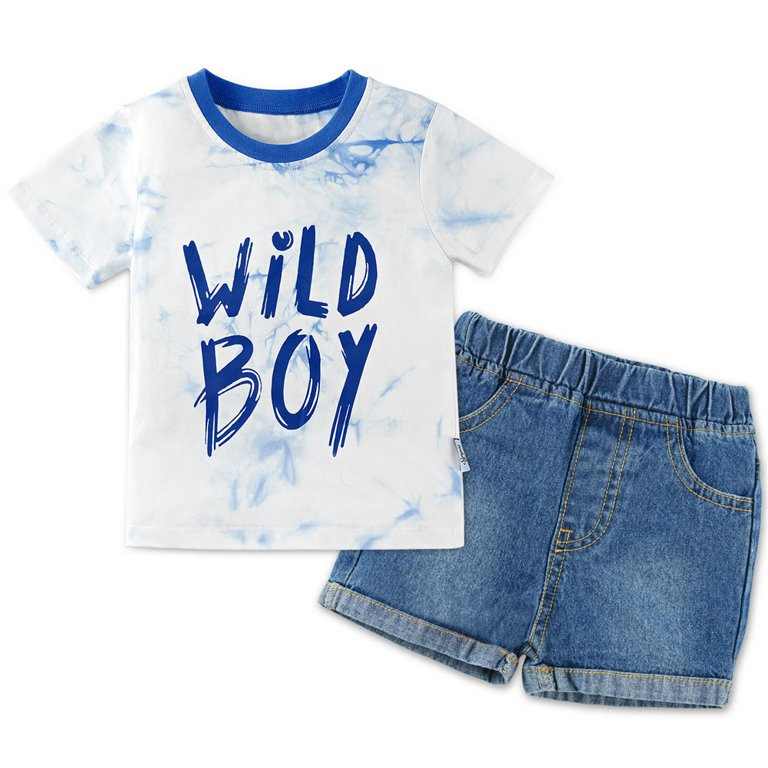 Toddler Kids Boys Tie Dye Clothes Short Sleeve Outfits Sets Tops T-Shirt + Denim Pants Shorts | Walmart (US)