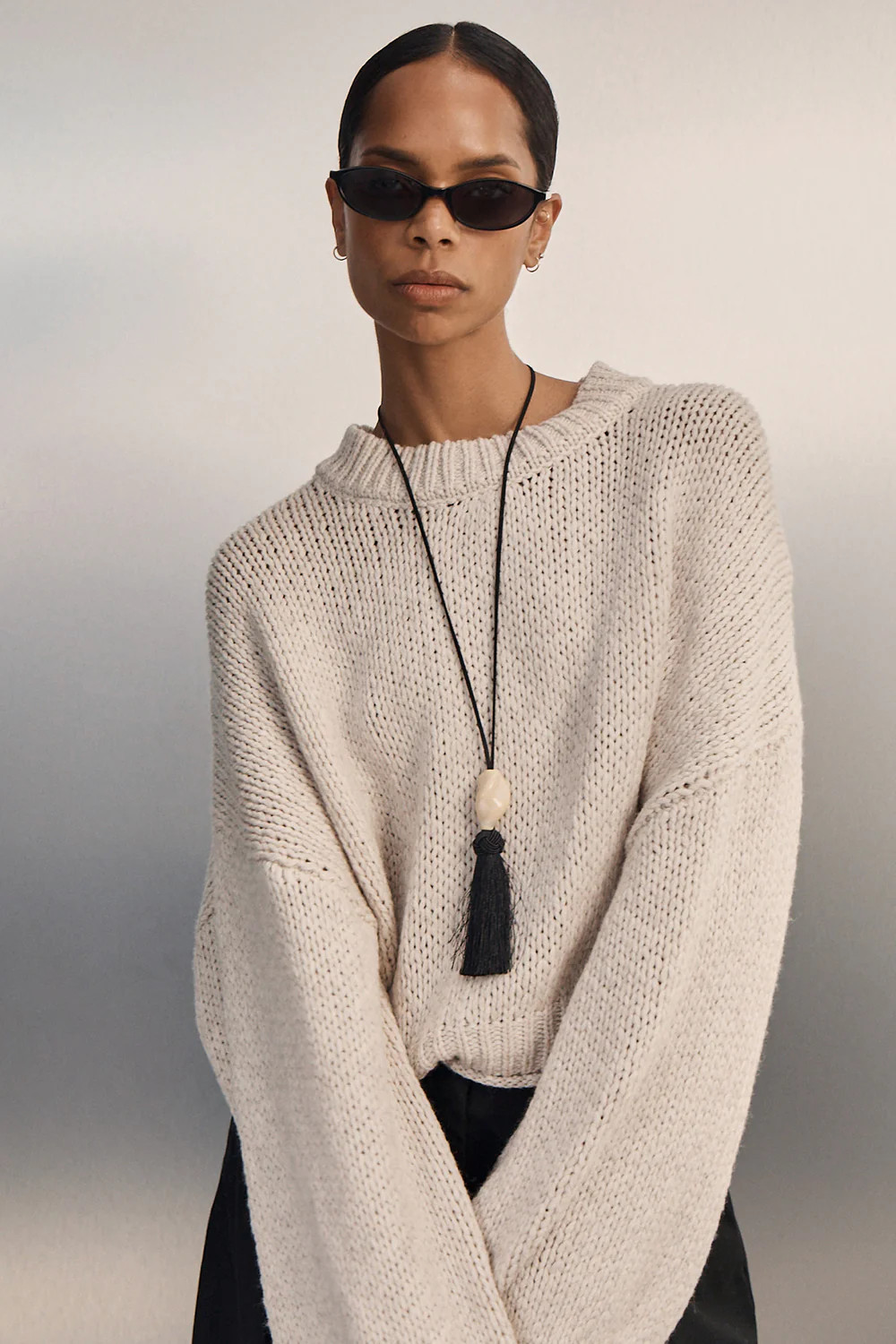 ROSA CHALK CROPPED KNIT JUMPER | DISSH